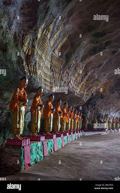 Buddhist Statues Row In The Saddar Cave Hpa An Myanmar Stock Photo