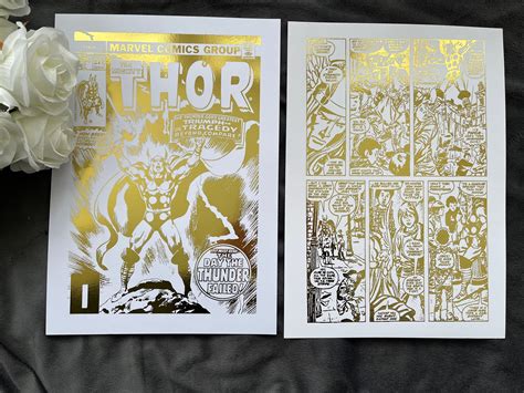 Set Of 2 Thor Comic Book Foil Prints Thor Thors Hammer Etsy Uk