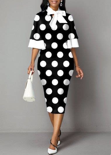 Rotita Polka Dot Flare Sleeve Bowknot Dress Usd 35 87