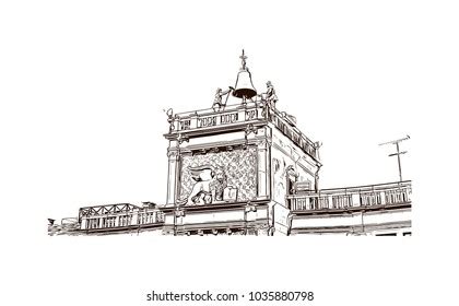 Venice City Italy Hand Drawn Sketch Stock Vector Royalty Free