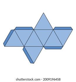 Blue Regular Octahedron Net Vector Illustration Stock Vector (Royalty ...