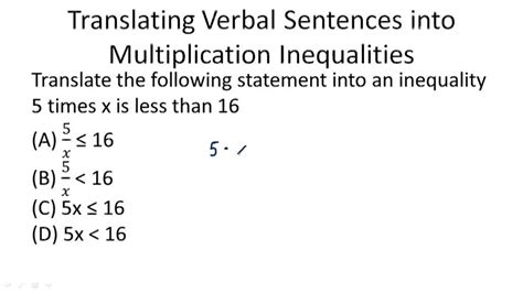 Translating Verbal Sentences Into Inequalities Example Video