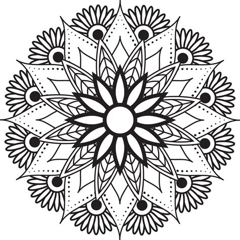 Hand Drawing Mandala Flower Pattern Coloring Page Vector Art