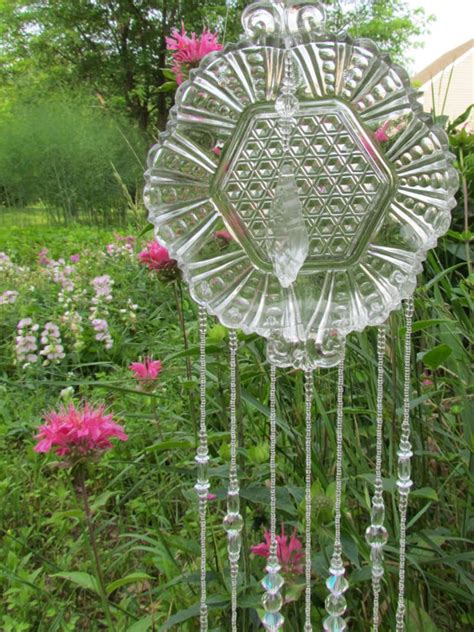 Glass Wind Chime Handmade Form Stained Glass And Crystals Etsy