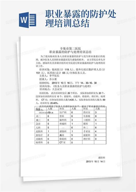 职业暴露的防护处理培训总结word模板下载编号lnbowpvz熊猫办公