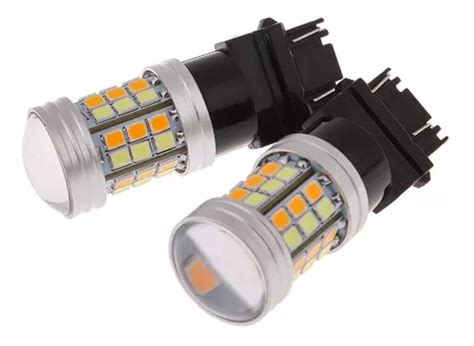 2 Focos Led T25 3157 P27 7w Doble Color Para Direccionales Meses Sin