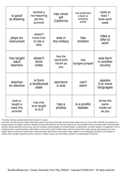 Getting To Know You Bingo Cards To Download Print And Customize