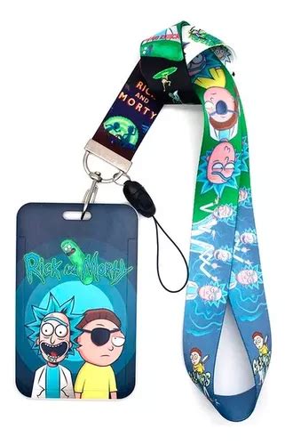 Porta Carnet Documento Y Lanyard Anime Rick Y Morty Gafete Cuotas Sin