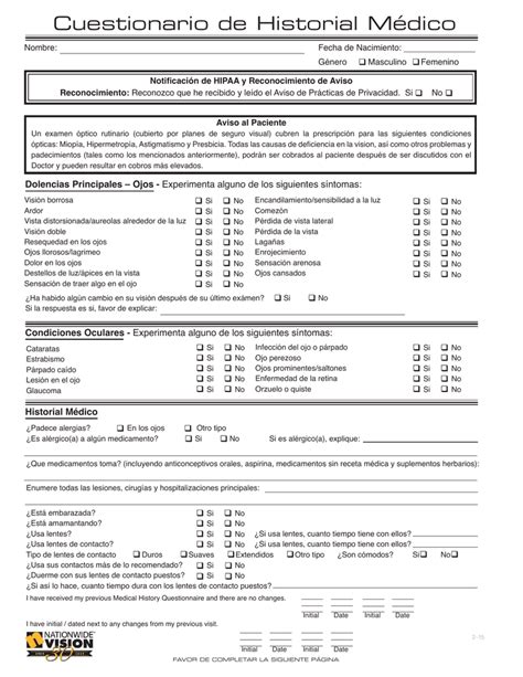 Cuestionario De Historial M Dico