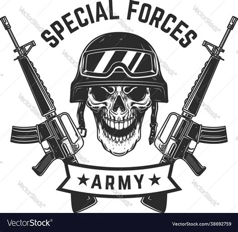 Special Forces Crossed Assault Rifles With Vector Image