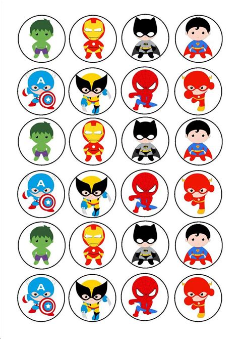 SUPERHEROES Cute EDIBLE WAFER CUPCAKE FAIRY CAKE TOPPERS DECORATIONS X