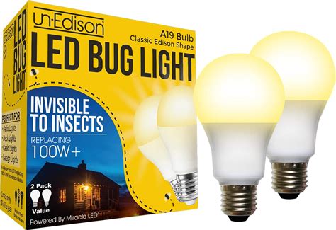 Un Edison A19 LED Bug Light Replaces 100W Yellow Spectrum E26