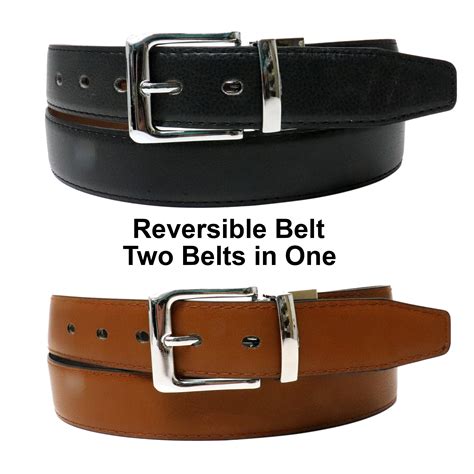 Black Brown Reversible Leather Belt Two Belts In One