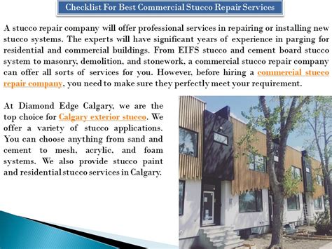 Ppt Checklist For Best Commercial Stucco Repair Services Diamond