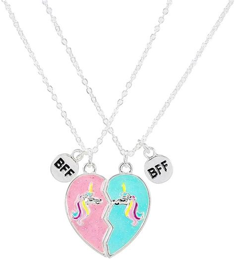 Elefezar Best Friends Magnetic Half Heart Pendant Necklace 2Pcs Set