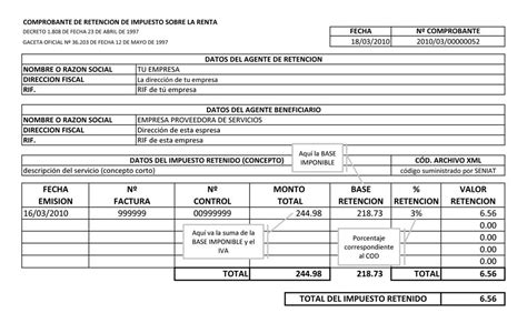 Formato Comprobante Retención De Islr La Secretaria Eficiente