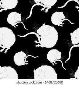 Rats Mice Seamless White Pattern On Stock Vector Royalty Free