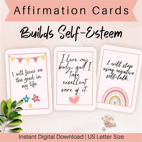 Self Love Affirmation Cards Printable Self Care Daily Encouragement