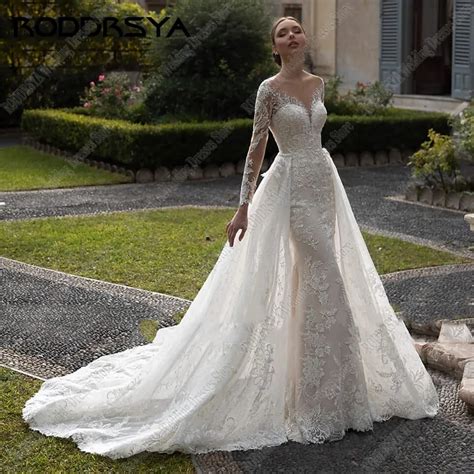 RODDRSYA vestido de novia romántico con cuello en V apliques de sirena