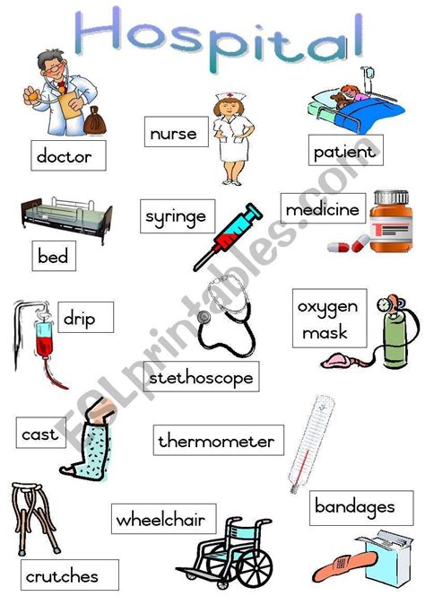 A Poster With Words Related To Hospital Fully Editable English Vocabulary Words Learning