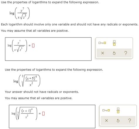 SOLVED Use The Properties Of Logarithms To Expand The Following