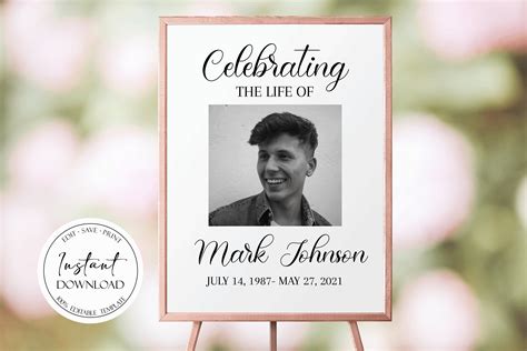 Celebration Of Life Funeral Welcome Sign In Loving Memory Etsy