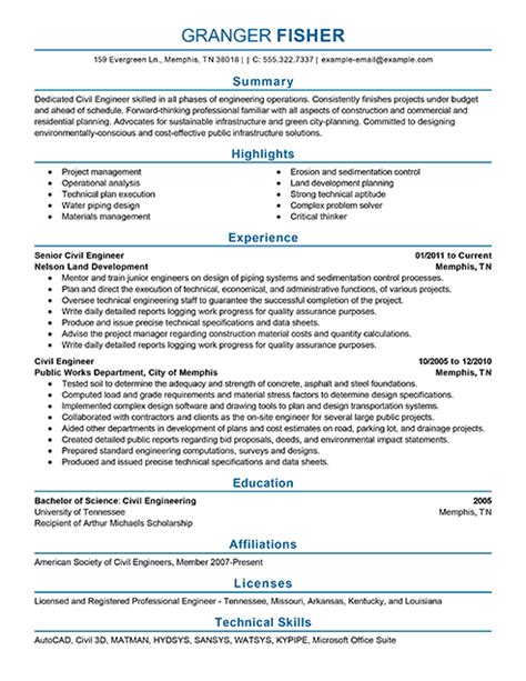 Best Civil Engineer Resume Example Livecareer