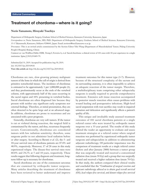 (PDF) Treatment of chordoma—where is it going?