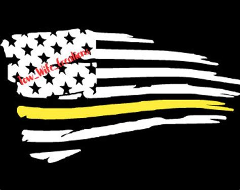 Distressed American Flag Thin Yellow Line Flag Tow Truck Driver Decal