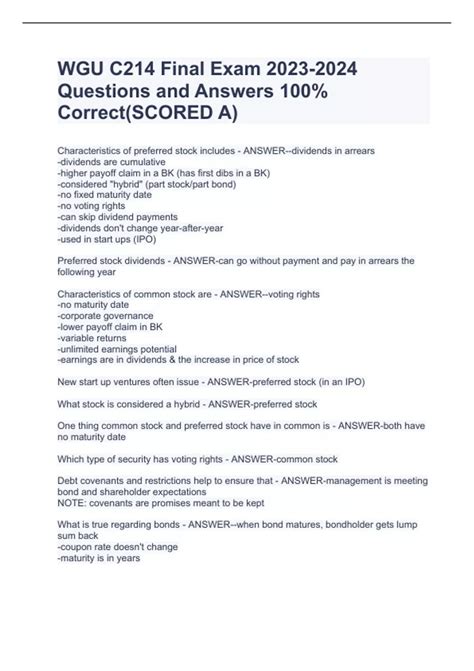 WGU C214 Final Exam Questions And Answers 100 Correct SCORED A WGU