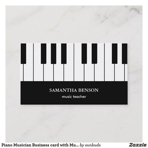 Piano Musician Business Card With Music Note Musician