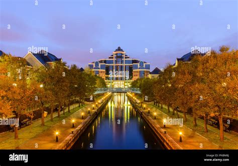 Reflections Of Building At Salford Quays In Manchester Stock Photo Alamy