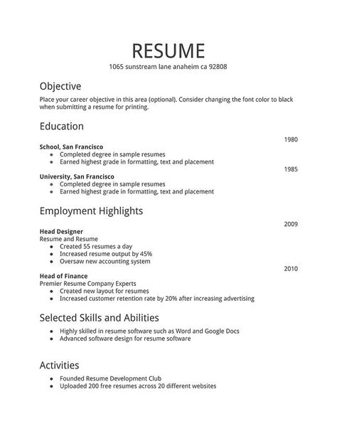 Résumé Templates You Can Download For Free Simple Resume Sample Simple Resume Format Sample