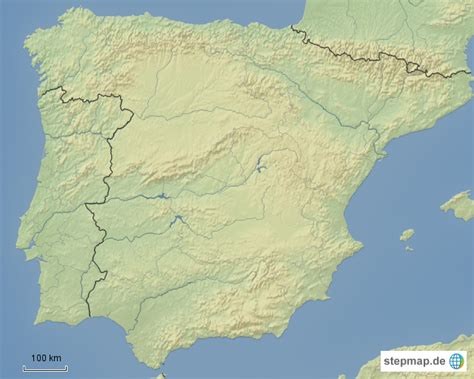 StepMap Iberische Halbinsel Landkarte für Europa