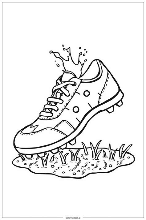 Page De Coloriage Chaussure De Football Avec Taches De Boue Et D Herbe