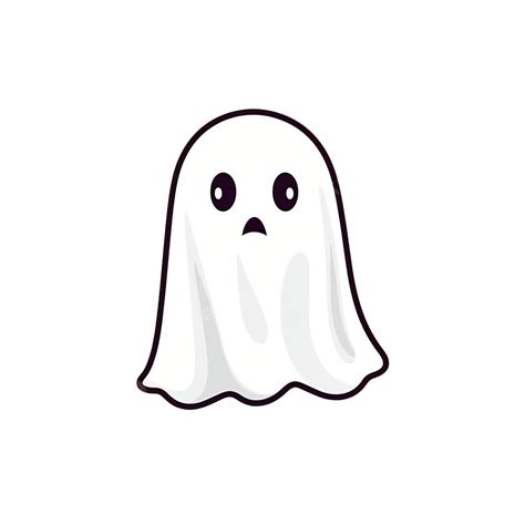 Lindo Fantasma Parece Triste Dibujos Animados Aislados Ilustración De