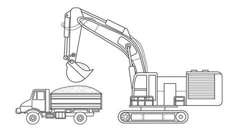 Excavator Coloring Vector Art, Icons, and Graphics for Free Download