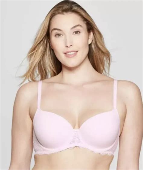 Auden Womens The Daydream Demi Coverage T Shirt Bra 32aa Pink Lace For Sale Online Ebay