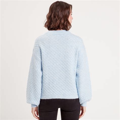 Pull Col Montant Bleu Pastel Femme Cache Cache