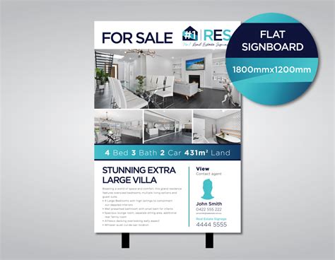 6×4 Flat Signboard | No. 1 Real Estate Signage