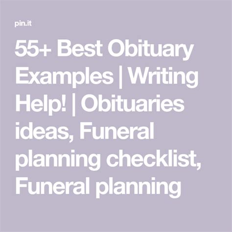 55 Best Obituary Examples Writing Help Obituaries Ideas Funeral Planning Checklist