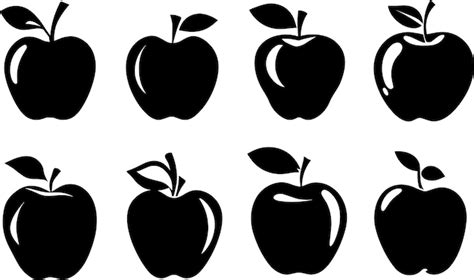 Premium Vector Apple Vector Silhouette Illustration Set Of Group 2