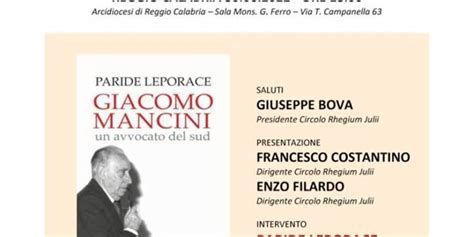 Reggio Si Presenta Il Libro Giacomo Mancini Di Paride Leporace