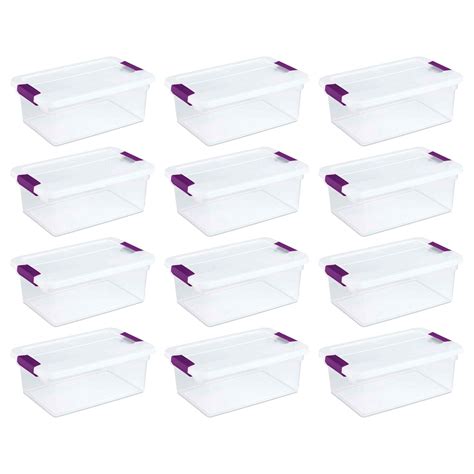 Sterilite 15 Qt Clear Plastic Stackable Storage Bins With Latching Lids 12 Pack