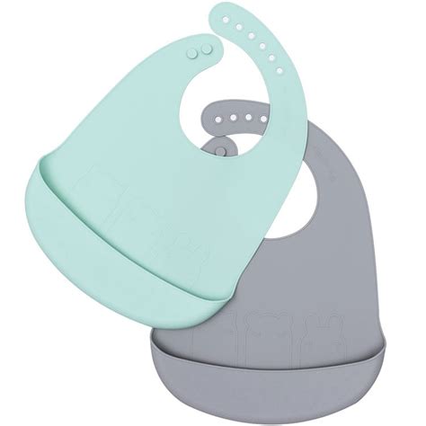 Lot De Bavoirs En Silicone Vert Menthe Gris Made In B B