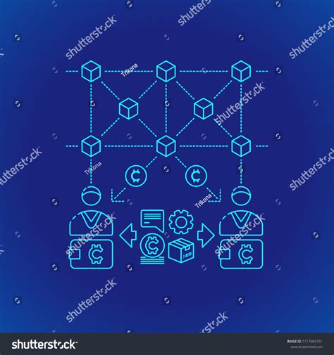 Vector Cyan Outline Design Blockchain Proof Of Royalty Free Stock Vector 1117603751