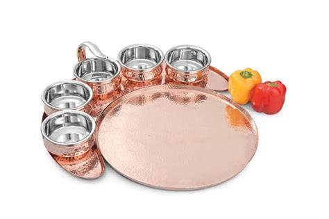 King Traditional Dinner Set Hot Selling Copper Dinnerware Set Majestic Thali Set Indian