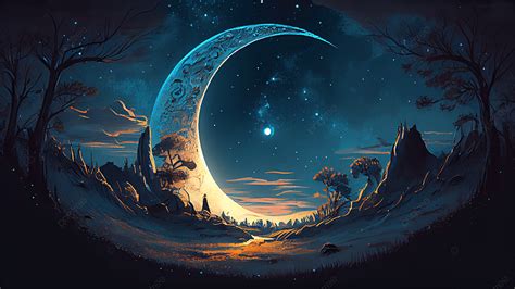 Beautiful Moon Background On Moon Night Moon Night View Beautiful Background Image And