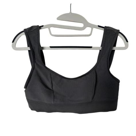 Frankies Bikinis Charcoal Gray Ribbed Bikini Top Size L EBay