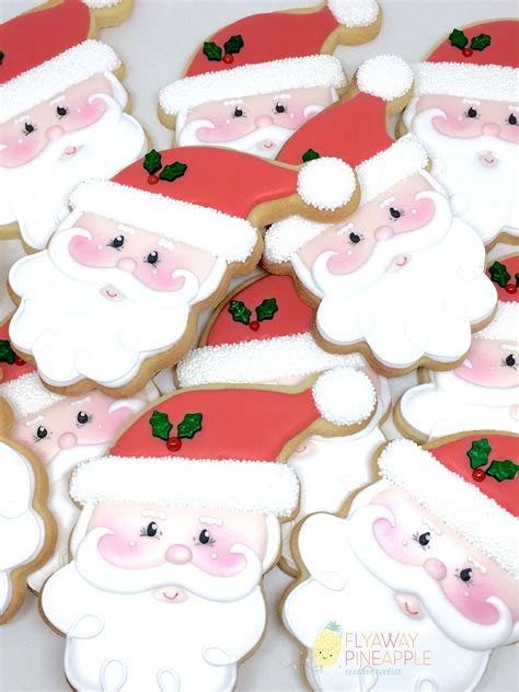 Santa Cookies Christmas Cookies Seasonal Cookies Father Christmas